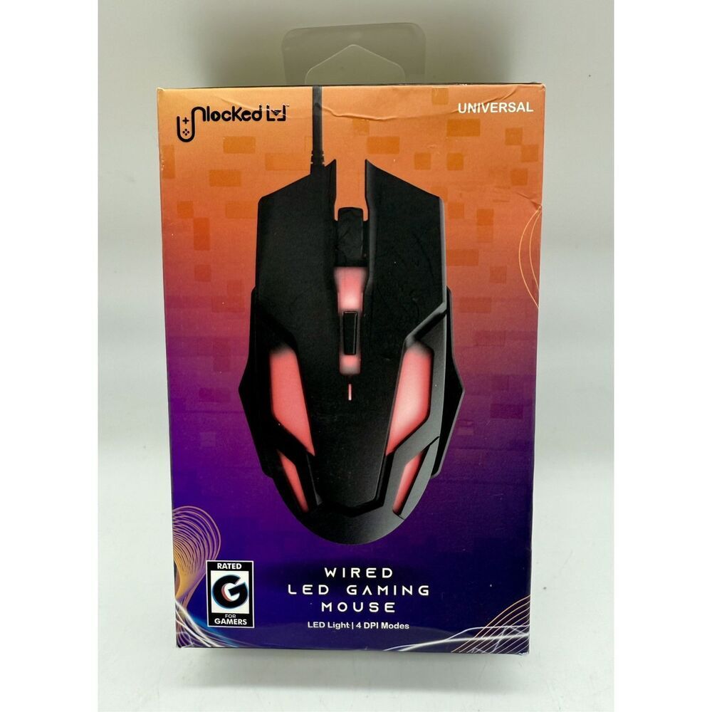 RBG Wired Gaming‎ Mouse LED Light 4 DPI Modes Ergonomic Design USB Connector New